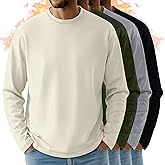 Evervibe 4 Pack Men's Big and Tall Long Sleeve Fleece Shirts, Crew Neck Thermal Sweatshirts Loose Casual Soft Basic Tops