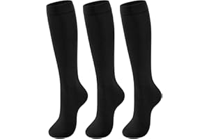 CLOSEMATE Lot de 3 paires de chaussettes longues douces pour femme en coton peigné et poignets élastiques confortables