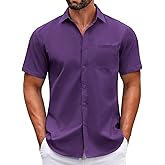 COOFANDY Mens Short Sleeve Casual Button Down Shirts Summer Untucked Dress Shirts with Pocket
