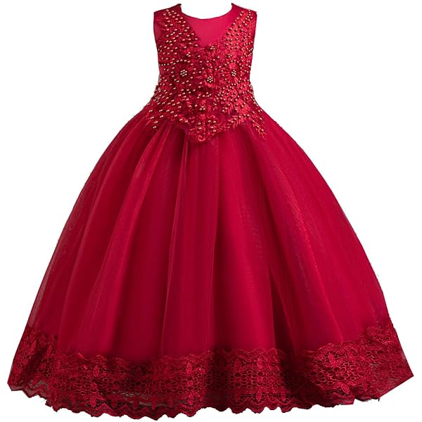 Amazon.com: Formal Little Girls Long Pageant Dresses Prom Ball Gown Gold  Lace Burgundy Tulle Size 2: Clothing, Shoes & Jewelry