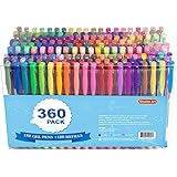 360 Pack Gel Pens Set, Shuttle Art 180 Colors Gel Pen Set Plus 180 Color Refills Perfect for Adult Coloring Books Doodling Dr