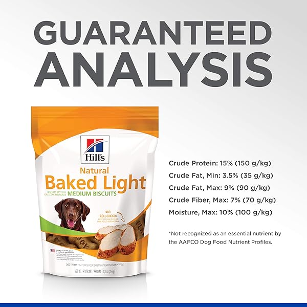 HILL’S NATURAL BAKED LIGHT BISCUITS, ALL LIFE STAGES, GREAT TASTE, DOG TREATS, CHICKEN, 8 OZ BAG