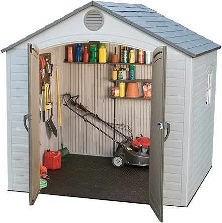 Amazon Com Lifetime 6406 8 X 5 Ft Outdoor Storage Shed With Window Desert Mixed Colors Garden Outdoor