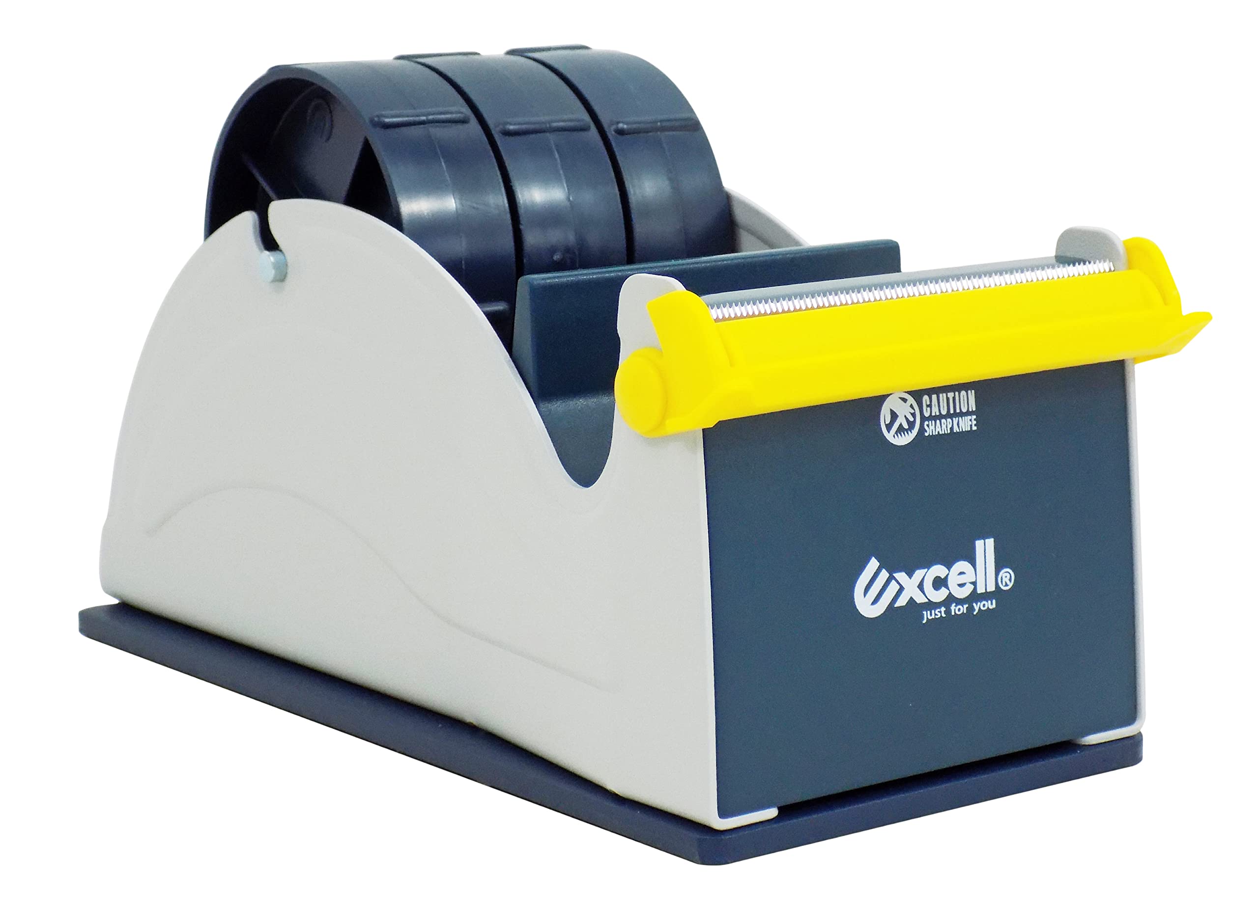 Photo 1 of WOD TTD3SD Tabletop Multi-Roll Steel Desktop Tape Dispenser, Blue & Gray - Fits Tape up to 3 inch Wide, Holds 3 inch core, Weighted Rubber Base for Stability