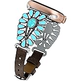 JR.DM Leather Band Compatible with Apple Watch Women 38/40/41/42/44/45/46/49mm Western Designer Boho Turquoise Retro Tribal Classic Straps for iWatch Series 10 9 8 7 6 5 4 3 2 1 SE Ultra