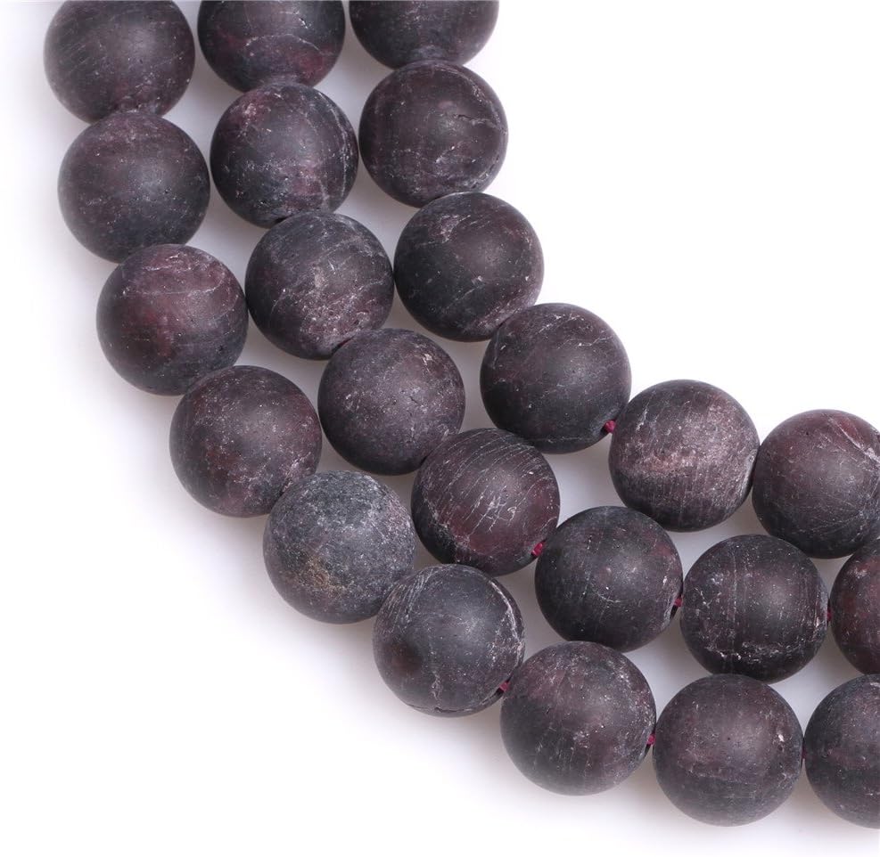 Round Natural Frosted Matt Antiqued Red Garnet Stone Beads for Jewellery Making 15'' (12mm) - Image 4