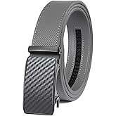 Drowsmen Leather ratchet belt 1 3/8" with Click Sliding Automatic Buckle, Adjustable belt Trim to Fit