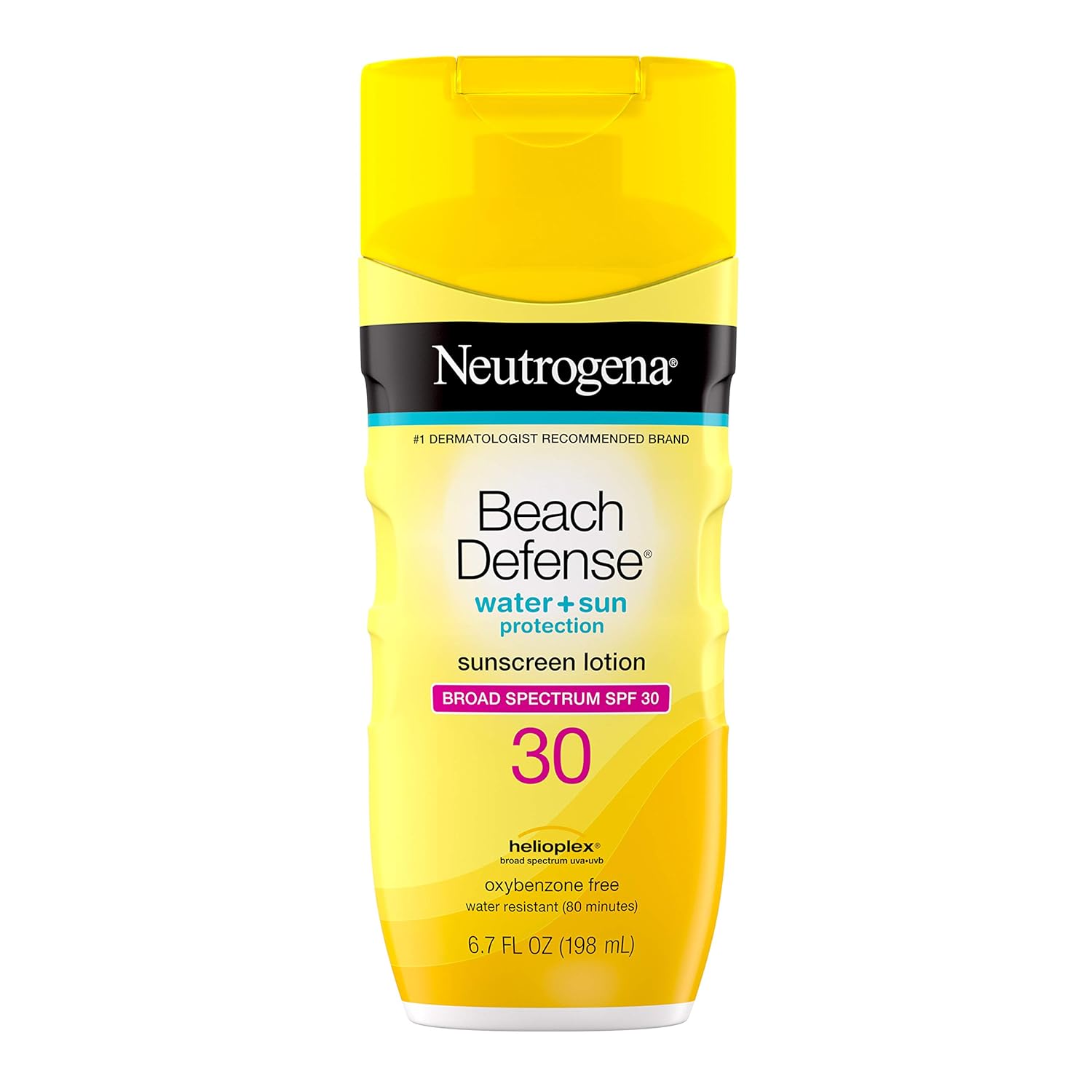 Neutrogena Beach Defense Water-Resistant Body Sunscreen Lotion with Broad Spectrum SPF 30, Oil-Free, PABA-Free, Oxybenzone-Free & Fast-Absorbing Sun Protection Against UVA/UVB Rays, 6.7 fl. oz
