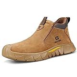 GLANOUDUN Welding Work Boots for Men Slip on Steel