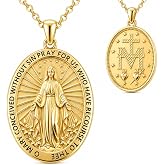 Taioiat Patron Saint Necklace 14K Gold Medal Catholic Pendant Christian Religious Amulet Jewelry Gift for Men Women