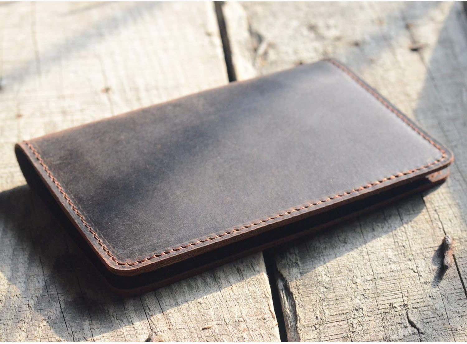 JJNUSA Leather Journal Cover for Field Notes Moleskine Cahier Notebook Pocket Size 3.5" x 5.5" Vintage Refillable Notepad Darkbrown - Image 5
