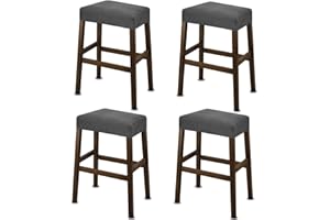 NeColorLife Rectangle Bar Stool Covers,Stretch Waterproof Saddle Seat Covers for Counter Height and Kitchen Island Chairs,Vanity Barstool Cushion Protector,Gray,Pattern B,4 Pack