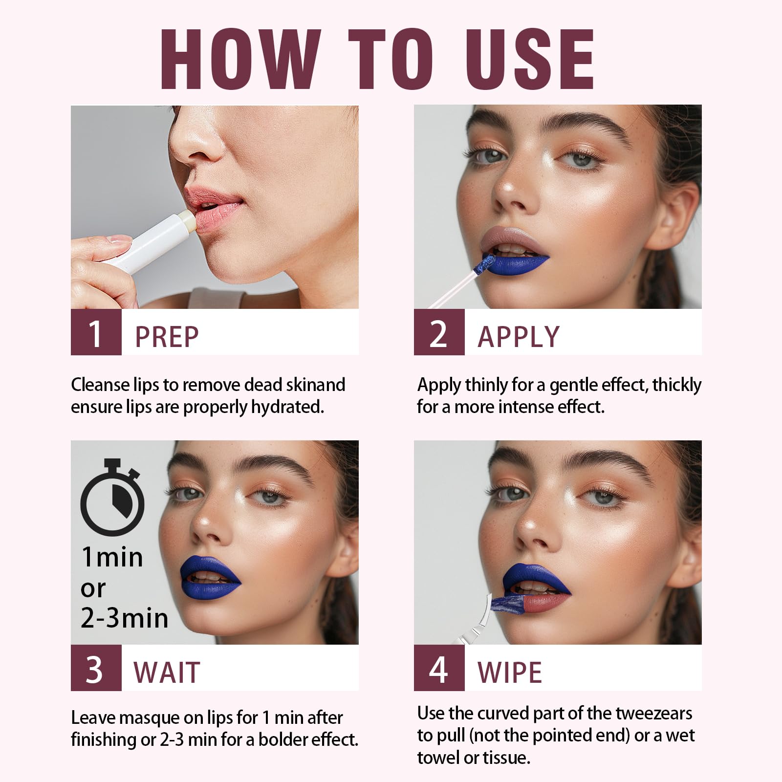 TihSwee Peel Off Lip Stain Masque - Long Lasting 12H Waterproof, Vegan Cruelty-Free, Metallic Shine Hydrating Lip Gloss for Women, Suitable for Wedding/Dates/All-Day Wear (Bare Flick)