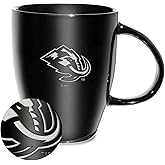 Rico Industries NHL Hockey Utah Mammoth Black Electroplated 18oz Laser Engraved Ceramic Lustre Mug