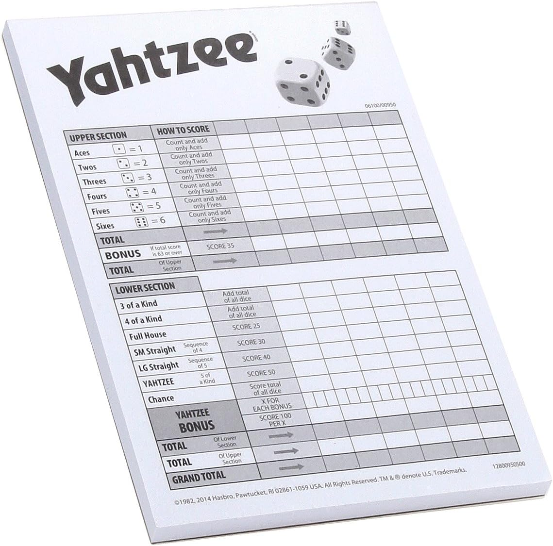 Amazon Com Yahtzee Score Cards Toys Games