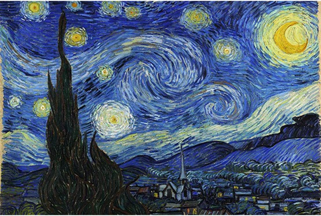XLWJ1 DIY Jigsaw Puzzle Van Gogh Star Painting Decorative Painting 1000/ Pieces For Kids And Adults, Home Photo Frame Decoration Wooden Adults Games