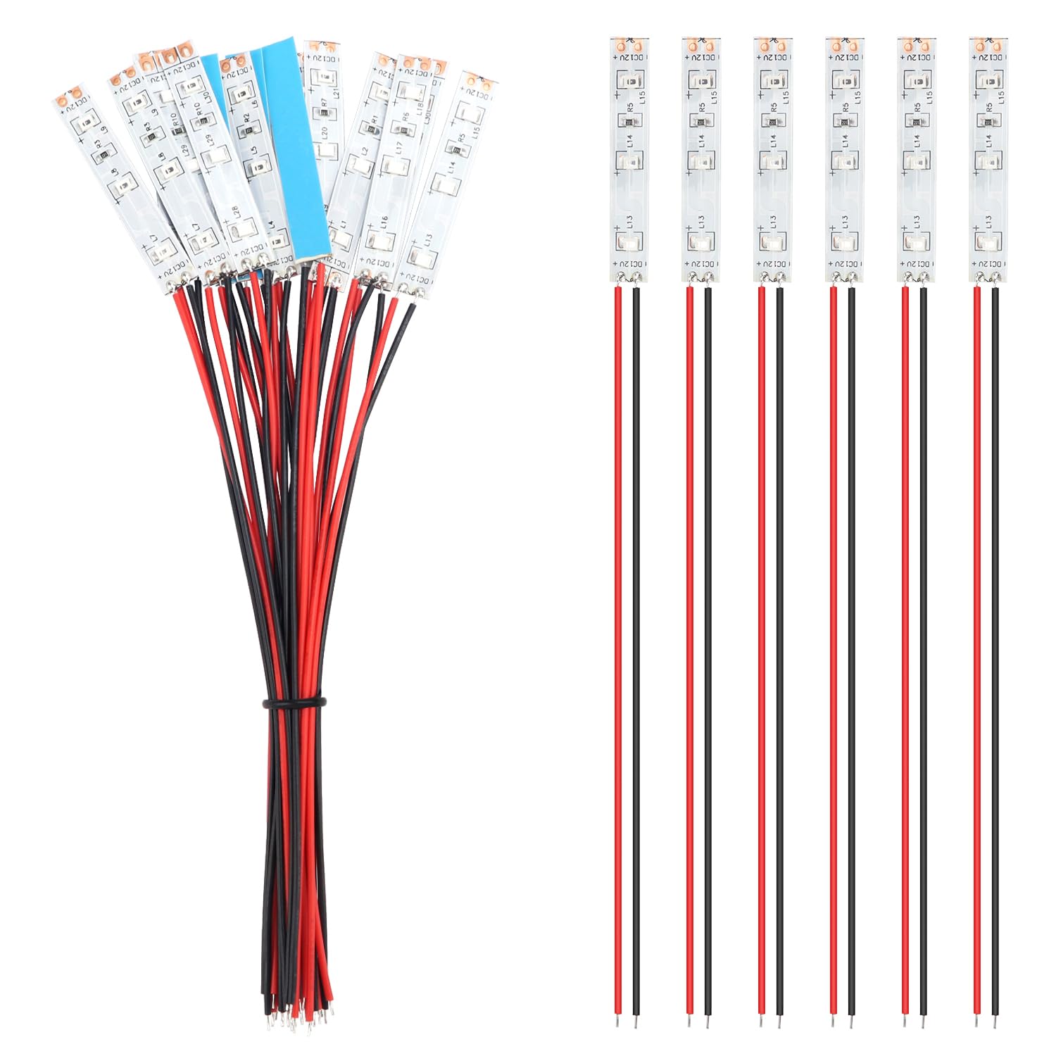 YIXISI 15 PCS 50mm Prewired Strip LED, 12V - 18V LED Strip Light, 2335 SMD LED Light, Red