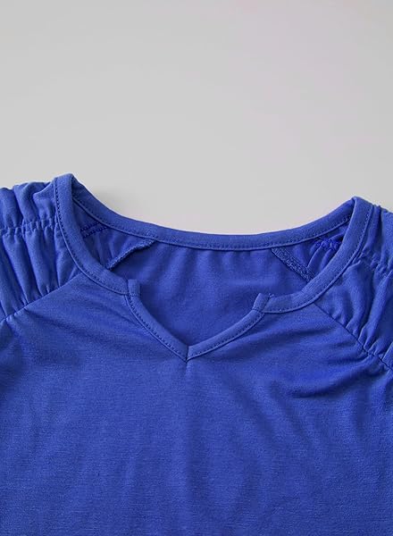 BLIBEAN LITTLE GIRLS SHIRTS BIG KIDS SHORT SLEEVE CASUAL TSHIRT FASHION OUTFITS DRESSY TOPS BLOUSE AGE 8T-9T (SIZE 8-9 YEAR) ROYAL BLUE