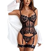 Avidlove Lingerie for Women Lace Corset and Panty Outfits Garter Lingerie Sets S-XXL