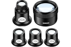 SUNJOYCO Eye Loop, 5PCS Jewelers Loupe Magnifier, 5X 10X 15X 20X Magnifying Eye Glass Pieces for Watchmaker