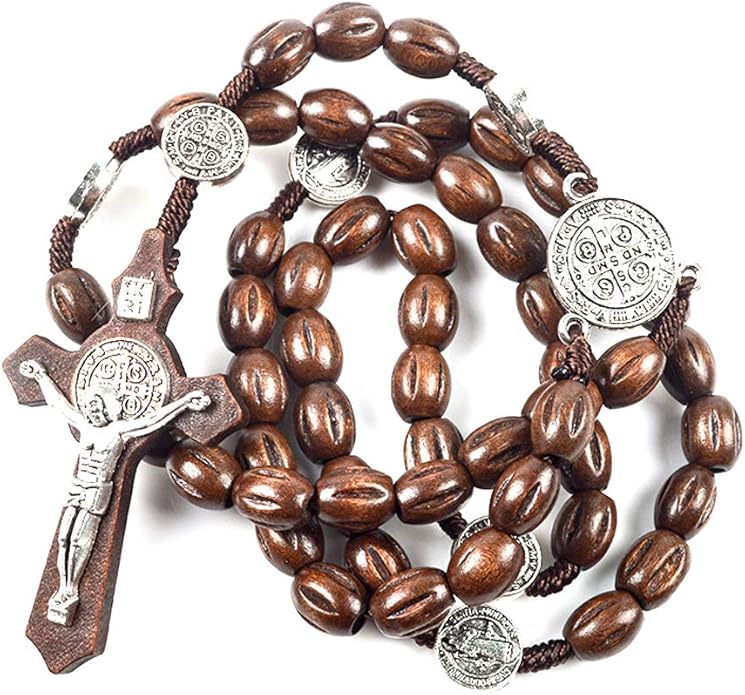 Collana Rosario In Legno Con Croce - 60 Cm + Estensione - Unisex Per Uomo E Donna - Design Naturale - Foto 7