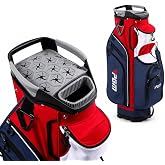 PGM Golf Cart Bag, 14-Way Divider with Club Lock System, Waterproof | 14-way anti-rattle club storage, top and base support, hidden cart strap, splash-resistant fabric, multi-pocket storage