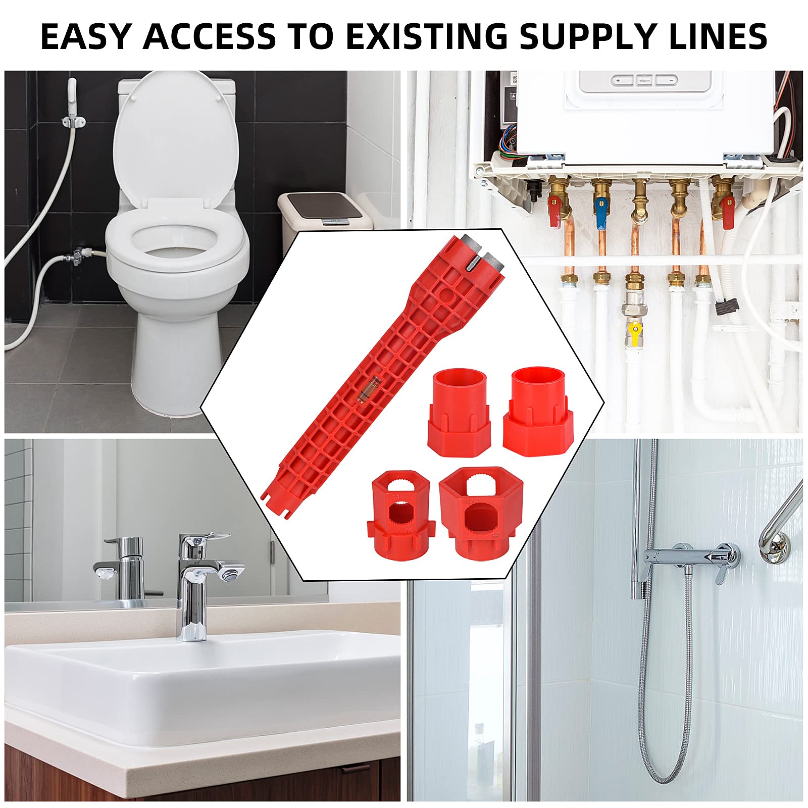 14-in-1 Multi-functional Wrench for Toilet, Sink, Bathroom, Kitchen Plumbing Installation and Repairs