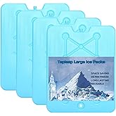 Tapleap XL Large Ice Packs for Coolers - Slim Freezer Packs for Camping- Long Lasting Reusable Dry Ice Blocks, 13 x 10 x 0.5 inch, Quick Freeze - Set of 4