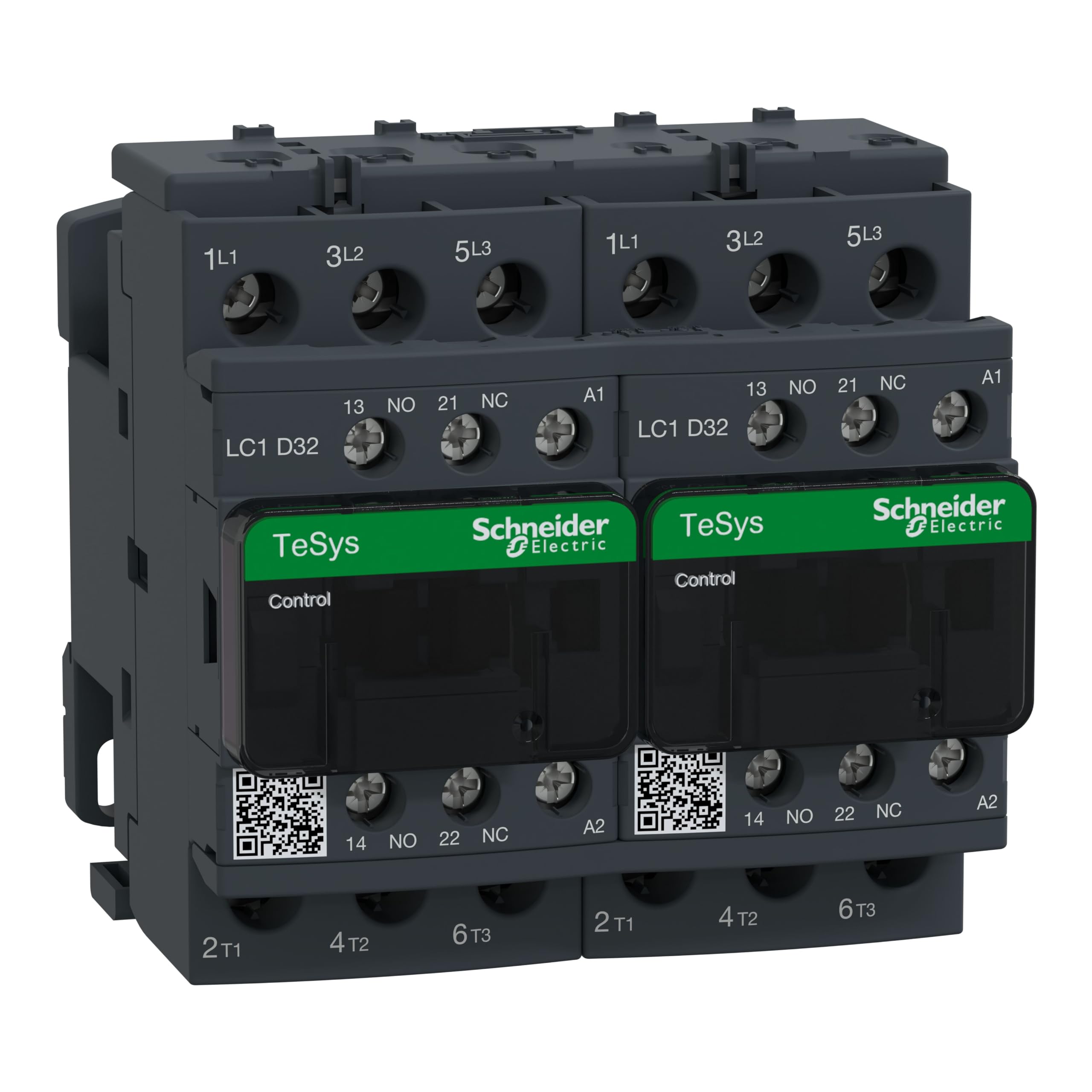 Schneider Electric TeSys Deca reversing contactor,3P(3NO),AC-3,=440V 32A,48V AC coil,LC2D32E7