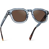 WMP Eyewear – Men’s Square Polarized Sunglasses: Thick Acetate Frame, Bold Geometric Shape, 5-Barrel Hinges, Retro 60s Design