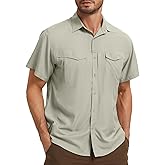 Men's Safari Hiking Fishing UPF 50+ UV Short Sleeve Button Shirt Lightweight Cooling Quick Dry Outdoor Sun Protection Shirts