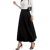 Yanhalo Womens Winter Mid Carf Long Skirt Stretch Slim fit Pleated Casual Cotton Skirt