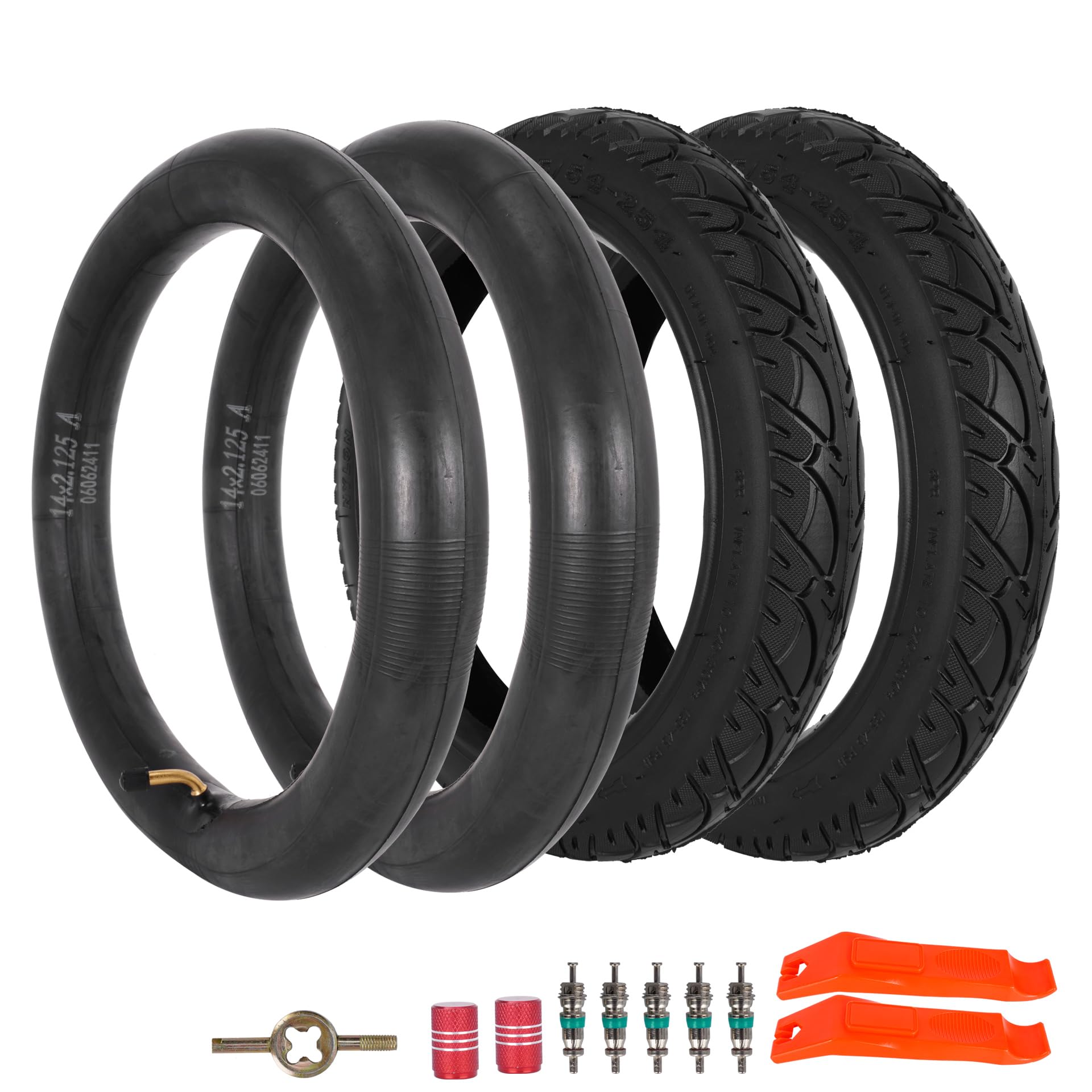 Photo 1 of 14x2.125 54-254 E-Bike Tire and Tube Set, 14 Inch Electric Scooter Tire Tube with Angled Valve Stem Replacement Electric Scooters,Bikes and Kids Bikes - 2 Pack