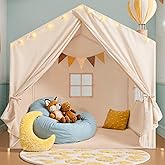 Little Dove Kids Tent, Play Tent with Star Lights, Large Play Tents with 2 Windows, Kids Playhouse Indoor & Outdoor, Reading Nook, Christmas Toddler Tents for Girls & Boys, 52" x35" x 51", Cream