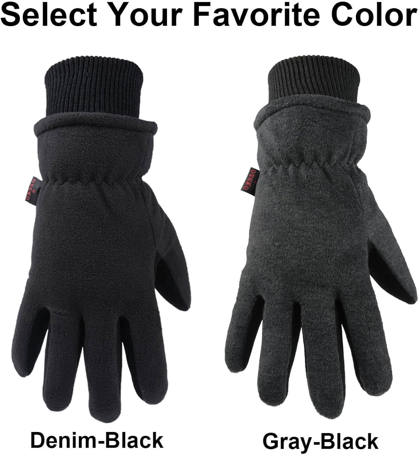 OZERO Winter Gloves Water Resistant Thermal Glove with Deerskin Suede Leather and Insulated Polar Fleece for Driving/Cycling/Running/Hiking/Snow Ski in Cold Weather - Warm Gifts for Men and Women : Clothing