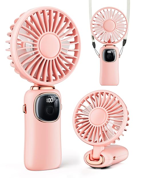coldSky Portable Turbo Fan, Speed 1-100 Adjustable, USB Rechargeable, Pink, Small, Modern, Compact, Handheld, Portable, 5kg, 3.5 Inch Blade, For Outdoor, Travel, Office