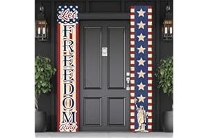 KORHONEN Memorial Day Banner Decorations Outdoor, 4th of July Decorations Porch Banner "LET FREEDOM RING", Patriotic Decorations for Home Independence Day Fourth of July Decorations for Indoor Outdoor