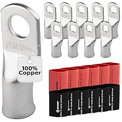 SELTERM 10pcs - 1/0 Awg - 3/8" Stud - Battery Lugs