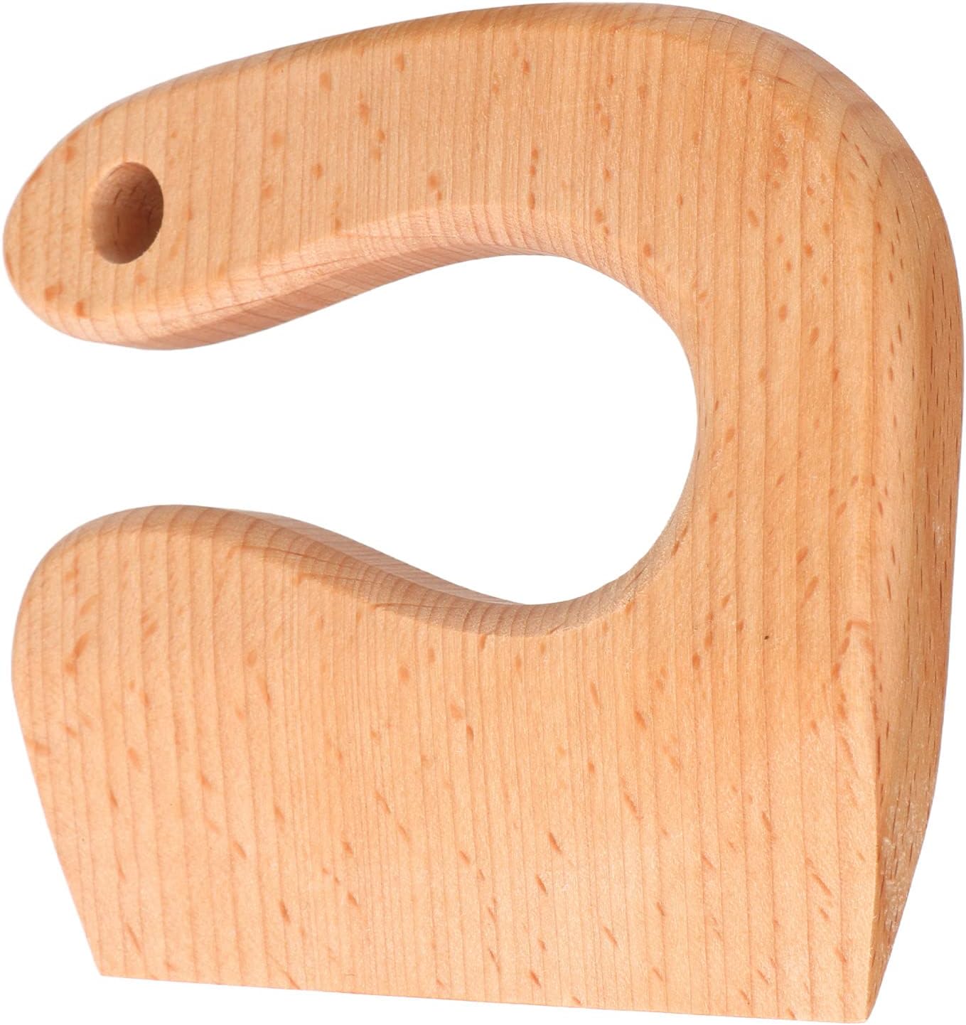 Jauarta Kids Wooden Cutter, Safe Vegetable Fruit Knife Toy for Toddlers with Natural Beech Solid Wood, Montessori Kitchen Tools for Children Aged 2-8 (Round Handle Type)