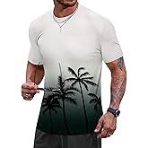 VOGSTART Men's Summer Graphic Shirts Crew Neck Short Sleeve Tropical Ombre Tee Shirt (S-2XL)