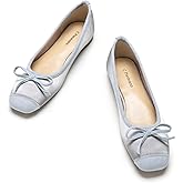 C.Paravano Ballet Flats | Square Toe Shoes | Bow Slip Ons | Ballet Shoes for Women | Dressy Flats for Women