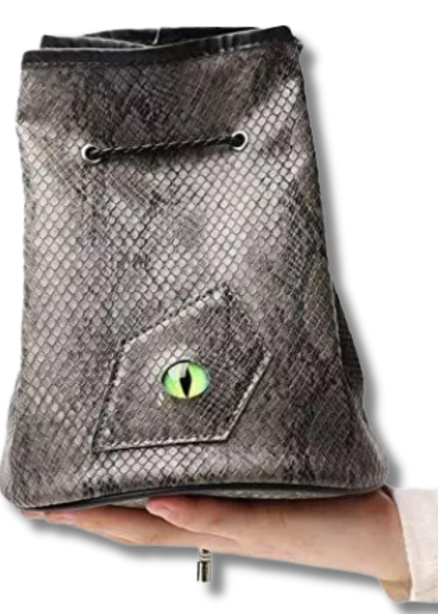 Grinning Gargoyle – Dragon Eye DND Dice Bag Large - Immense Drawstring 500 Polyhedral Capacity DND Dice Pouch with 7 Pockets – DND Gaming Accessory Perfect for Fantasy RPG Games (Black) — image 1