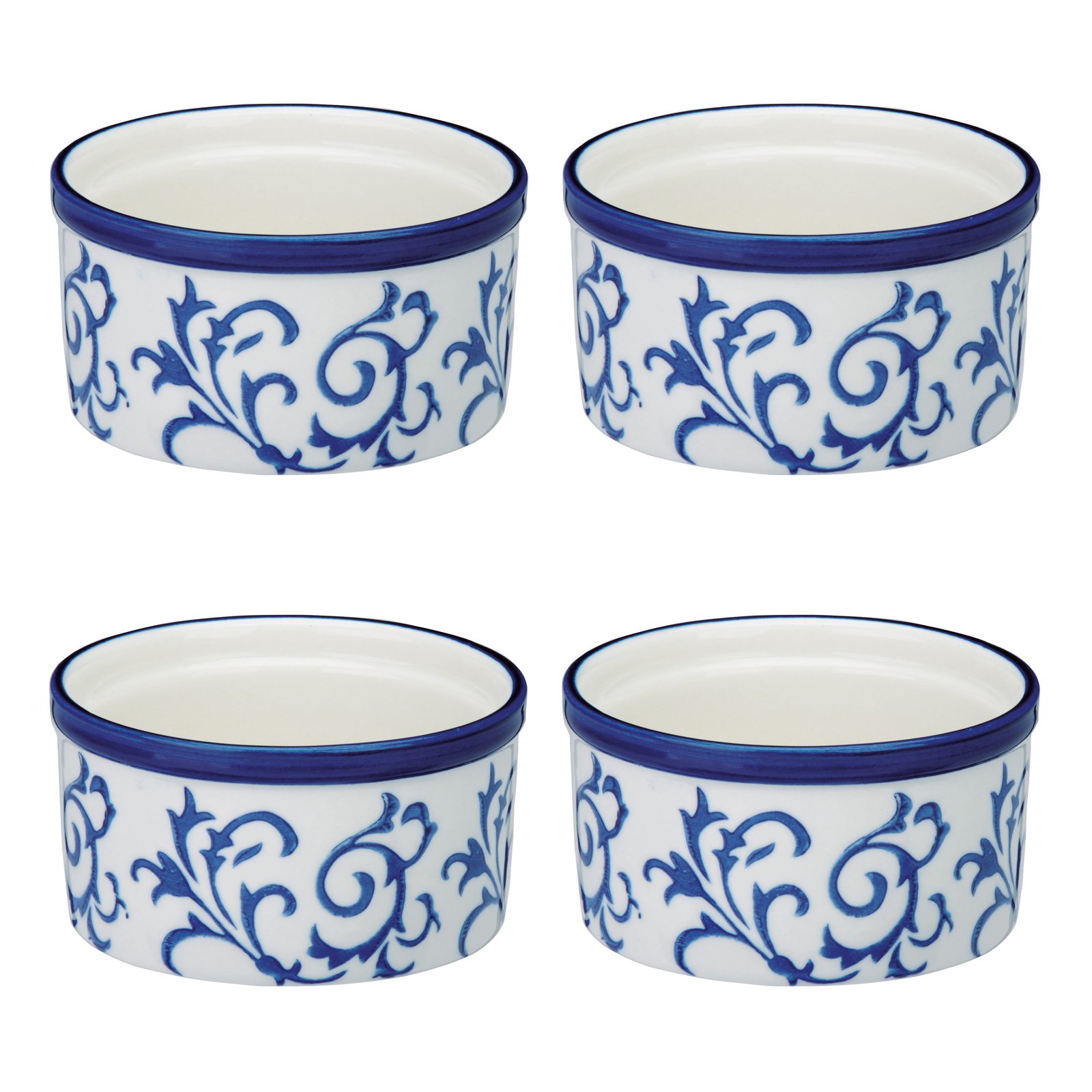 Heritage BIA Set of 4 Ramekins Blue, Ceramic, Blue & White, 90x90x45 cm