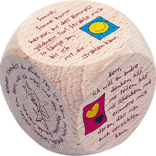 GICO Gebetswürfel Kindergebete - für Kinder und Erwachsene aus Holz- Taufe Kommunion - 5988