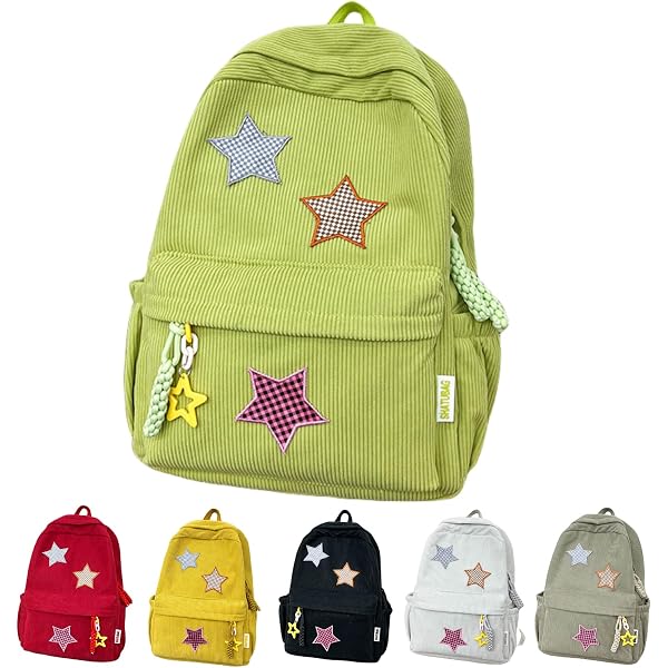 Amazon.com: MININAI Corduroy Star Backpack Cute Y2k Preppy  display picture 1