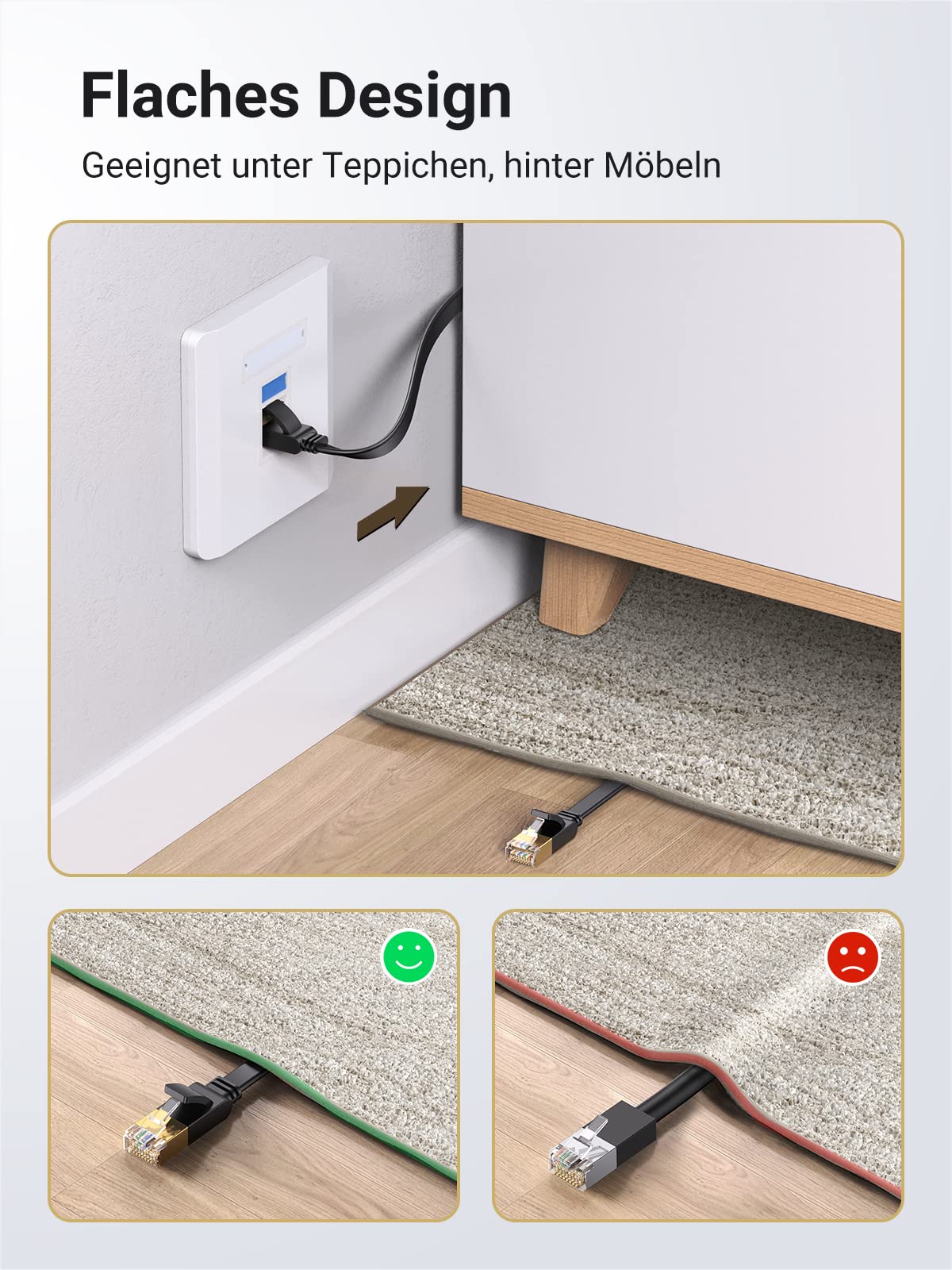 UGREEN LAN Kabel Netzwerkkabel 10Gbps Ethernet Kabel （10M） 3