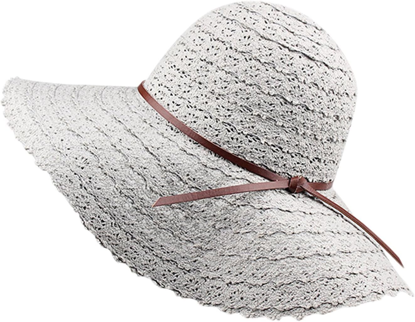 LAEMILIA Summer Beach Sun Hats for Women Floppy Wide Brim Straw UV Cap Foldable Holiday Travel