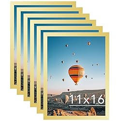 JCJMY 11x16 Gold Picture Frame Set of 6, Horizontal