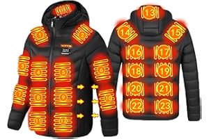 Taddien Heated Jacket for Men and Women with 23 Heating Zones, Heated Coat Hooded Warm Jacket, Winter Lightweight USB Electri
