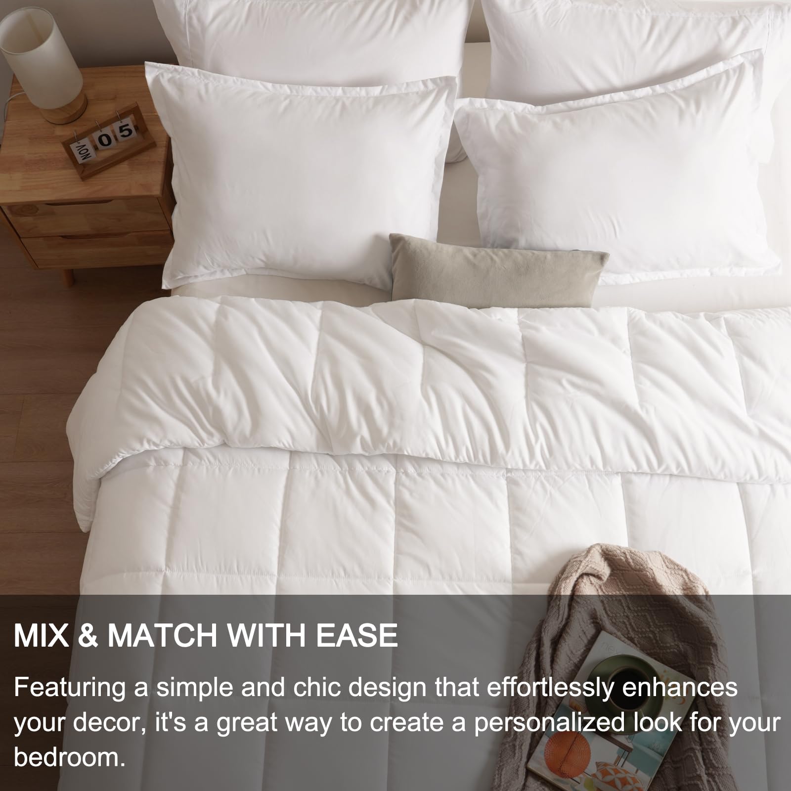 PHF White King Size Comforter Set, 3 Pieces Ultra